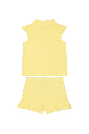 Polo Ralph Lauren Sleeveless Stretch Mesh Eyelet Polo Shirt With Short in Yellow