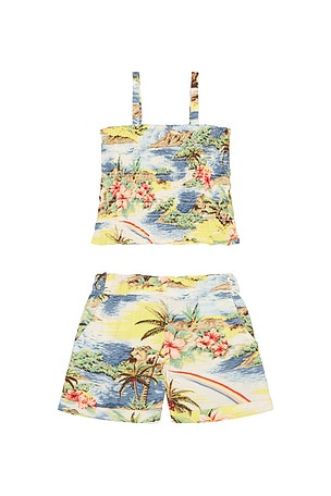 Printed Rayon Challis Smocked Top With Short Polo Ralph Lauren