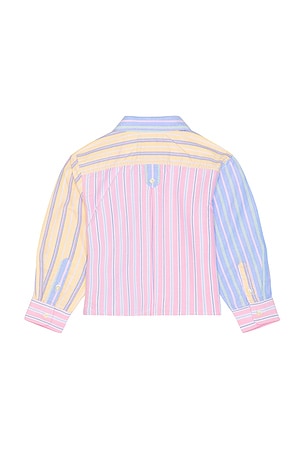 Polo Ralph Lauren Long Sleeve Classic Oxford Striped Fun Shirt in Pink,Lavender