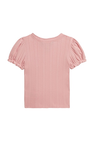 Polo Ralph Lauren Kids Short Sleeve Pointelle Knit Shirt in Rose