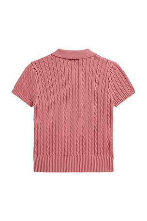 Polo Ralph Lauren Kids Short Sleeve Combed Cotton Mini Cable Knit Polo in Pink
