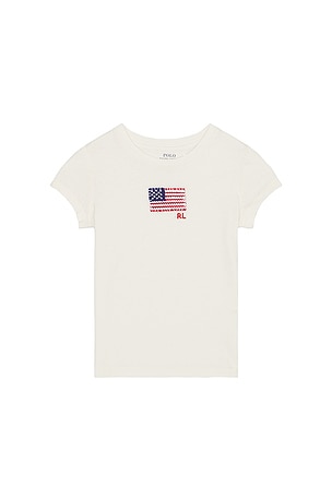 CAMISETA DE ALGODÃO DE MANGA CURTA COM BANDEIRA BORDADA Polo Ralph Lauren