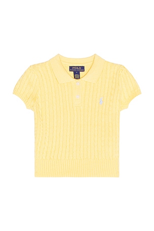 Kids Short Sleeve Combed Cotton Mini Cable Knit Polo Polo Ralph Lauren