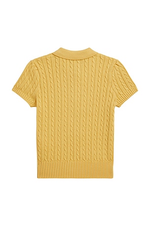 Polo Ralph Lauren Kids Short Sleeve Combed Cotton Mini Cable Knit Polo in Yellow