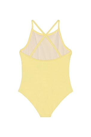 Polo Ralph Lauren One Piece Cable Print Swimsuit in Lemon. Size 2. Also