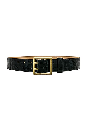 Polo Ralph Lauren Croc Embossed Belt in Black | REVOLVE display picture 3