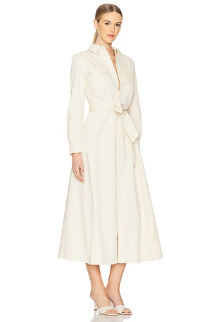 Polo Ralph Lauren Belted Cotton Twill Shirtdress in Cream