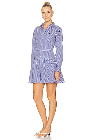 Polo Ralph Lauren Striped Cotton Paneled Shirtdress in Blue