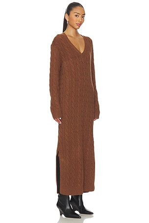Polo Ralph Lauren Cable-knit V-neck Sweater Dress in Brown
