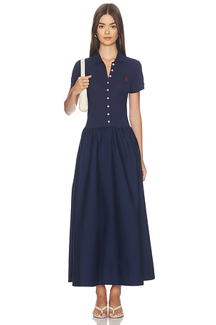 Poplin Collared Short Sleeve A Line Dresses Polo Ralph Lauren