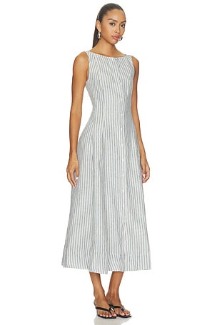 Polo Ralph Lauren Boat Neck Sleeveless A Line Dress in Navy