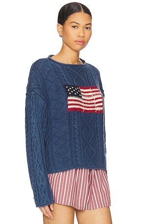Polo Ralph Lauren Cotton Linen Blend Pullover in Navy