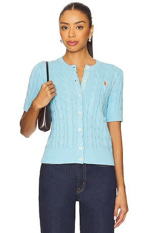 Cable Knit Cotton Short Sleeve Cardigan Polo Ralph Lauren