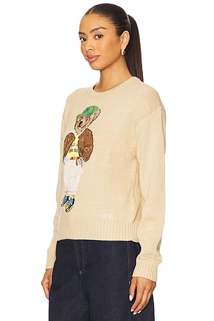 Polo Ralph Lauren Polo Bear Cotton Crewneck Sweater in Nude