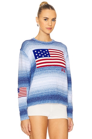 Polo Ralph Lauren Flag Ombre Cotton Sweater in Blue