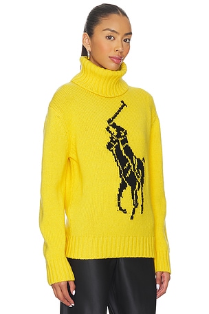 Polo Ralph Lauren Big Pony Wool Turtleneck Sweater in Yellow