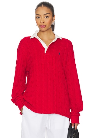 Cable Knit Cotton Rugby Shirt Polo Ralph Lauren