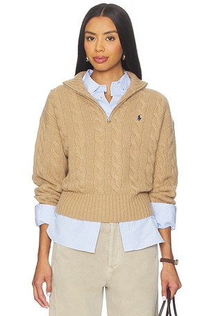 Cable Wool Cashmere Half Zip Sweater Polo Ralph Lauren
