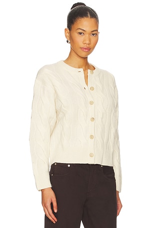 Polo Ralph Lauren Cable Knit Wool Cashmere Cardigan in Cream