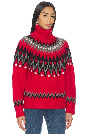 Polo Ralph Lauren Fair Isle Wool Blend Turtleneck Sweater in Red
