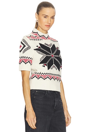 Polo Ralph Lauren Snowflake Mockneck Short Sleeve Sweater in Cream