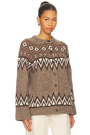 Polo Ralph Lauren Fair Isle Wool Blend Cardigan in Brown. Size S. Also