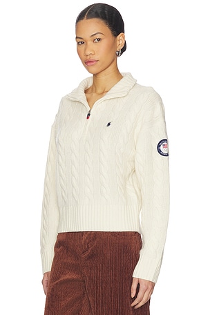 Polo Ralph Lauren Wool Cashmere Half Zip Sweater in Cream