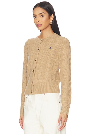 Polo Ralph Lauren Cable Knit Wool Cashmere Cardigan in Brown