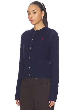 Polo Ralph Lauren Cable Knit Wool Cashmere Cardigan in Navy