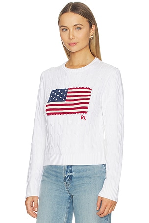 Polo Ralph Lauren Cotton Crewneck Pullover Sweater in White