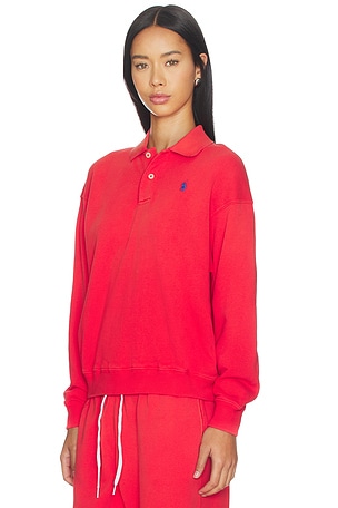 Polo Ralph Lauren Island Fleece Polo Sweatshirt in Red