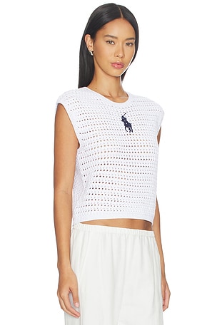 Polo Ralph Lauren Cotton Short Sleeve Pullover Sweater in White