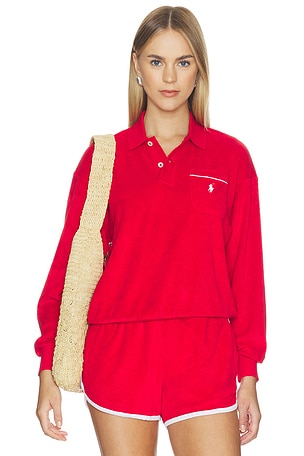 Cotton Terry Long Sleeve Collared Polo Polo Ralph Lauren
