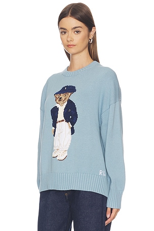 Polo Ralph Lauren Cotton Bear Crew Neck Pullover in Blue. Size XXS. Also