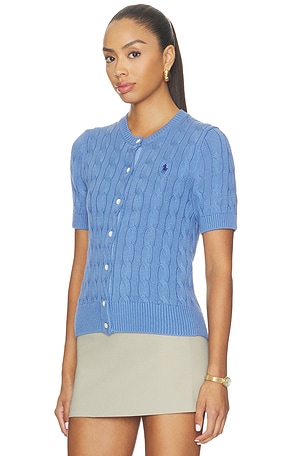 Polo Ralph Lauren Short Sleeve Crew Neck Cardigan en Bleu