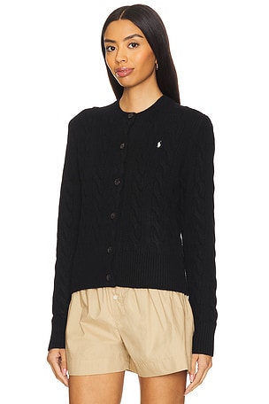 Polo Ralph Lauren Cable-knit Wool-cashmere Cardiganin Polo Black in Black