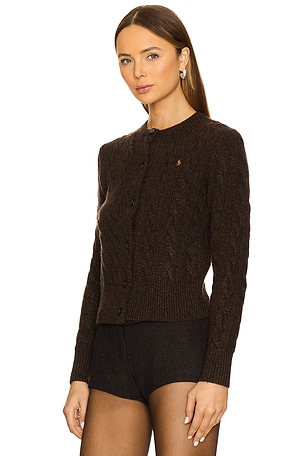 Polo Ralph Lauren Cable-knit Wool-cashmere Cardigan in Brown