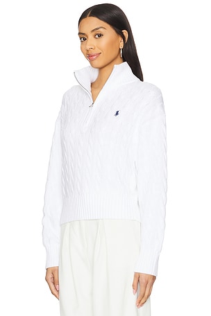 Polo Ralph Lauren Cable-knit Cotton Quarter-zip Sweater in White