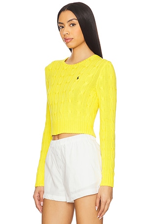 Polo Ralph Lauren Cable-knit Cotton Cropped Sweater in Yellow