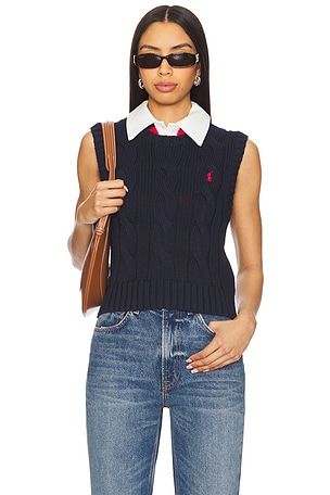 Cable-knit Cotton Cropped Vest Polo Ralph Lauren