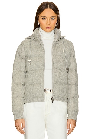 Cable-knit Hooded Down Coat Polo Ralph Lauren