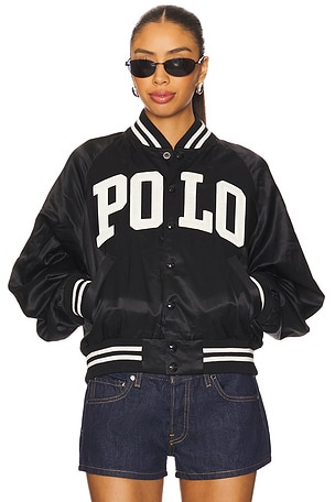 Logo Satin Bomber Jacket Polo Ralph Lauren