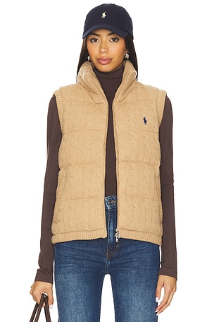 Cable Knit Wool Cashmere Quilted Vest Polo Ralph Lauren