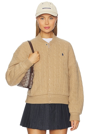 Cable Knit Wool Cashmere Bomber Jacket Polo Ralph Lauren