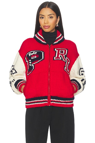 Wool Blend Zip Letter Cardigan Polo Ralph Lauren