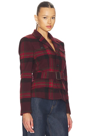 Polo Ralph Lauren Belted Tweed Jacket en Rouge