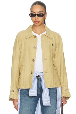 Polo Ralph Lauren Linen Windbreaker Jacket in Brown. Size XL. Also