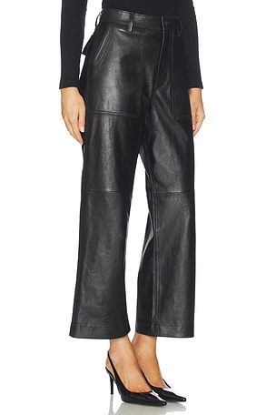 Polo Ralph Lauren Lux Lambskin Ankle Wide Leg Pants in Black