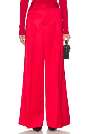 Pleated Satin Wide Leg Pant Polo Ralph Lauren
