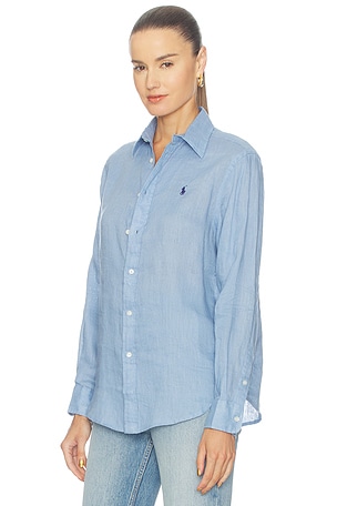 Polo Ralph Lauren Linen Long Sleeve Button Front Shirt in Blue. Size XS. Also